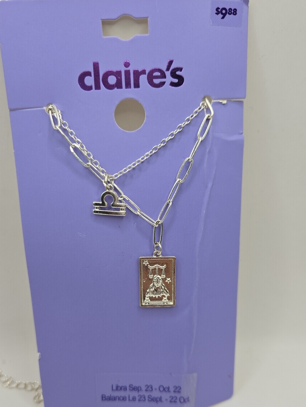 Claire's Silver-Tone Layered Libra Necklace